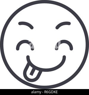 Emoji délicat concept line vecteur modifiable, concept icône. Emoji délicate émotion linéaire concept illustration Illustration de Vecteur