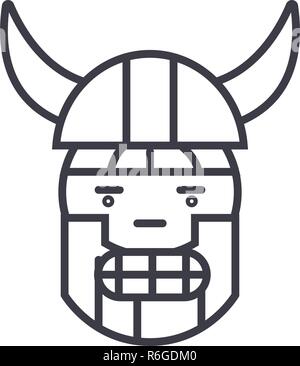 Emoji Viking line concept vecteur modifiable, concept icône. Emoji Viking émotion linéaire concept illustration Illustration de Vecteur