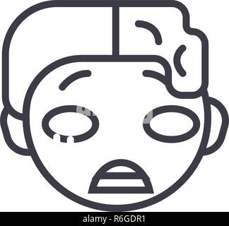 Concept line Emoji Zomby vecteur modifiable, concept icône. Zomby concept Emoji illustration émotion linéaire Illustration de Vecteur