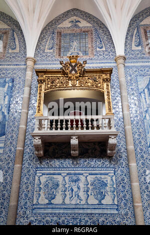 Azulejos à l'intérieur de l'Igreja de São João Evangelista créé au début du 18e siècle par Antonio Oliveira Bernardes, Evora, Alentejo, Portugal, Europe Banque D'Images