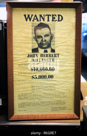 John Dillinger a voulu poster police museum Yonkers New York Banque D'Images