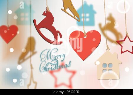 Joyeux Noël carte avec de drôles de couleurs aquarelle illustration vecteur décorations Illustration de Vecteur