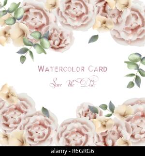 Des roses rose délicat contexte aquarelle de vecteur. Fleurs Fond d'élégance. Bouquet de décoration Vintage Illustration de Vecteur