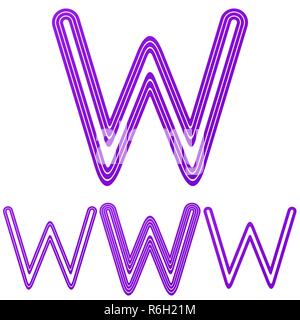 Ligne violette w lettre logo design set Illustration de Vecteur