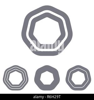 Gray Line heptagon logo design set Illustration de Vecteur