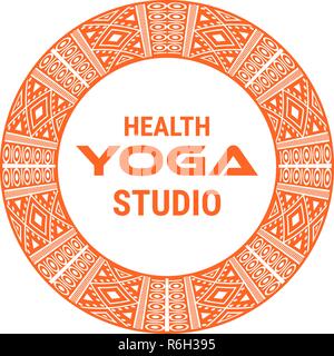 Nom du studio de yoga sur un fond blanc. Autocollant de yoga. Illustration de Vecteur