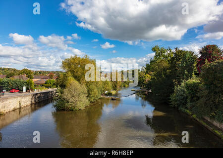 Vues de la rivière teme à Ludlow du pont Ludford, Ludlow, Shropshire, Angleterre Banque D'Images