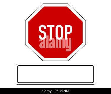 Panneau d'arrêt avec panneau supplémentaire Banque D'Images