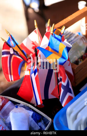 Drapeaux de tous les pays scandinaves en vente au Festival norvégien à Tucson, AZ Banque D'Images