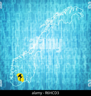 Telemark à l'administration carte de la norvège Banque D'Images