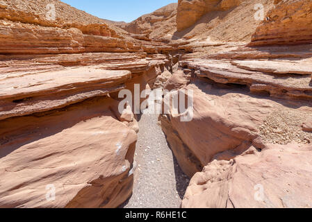 Le Canyon rouge dans le Montagnes d'Eilat. C'est l'une des plus belles d'Israël mais accessible de sentiers de randonnée. Banque D'Images