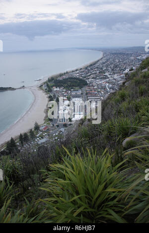 Areal view à l'aube de Mt Maunganui, Nouvelle-Zélande. Banque D'Images