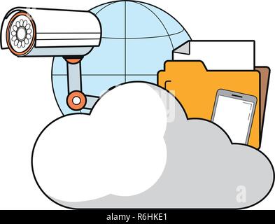 Système de sécurité cartoon Illustration de Vecteur