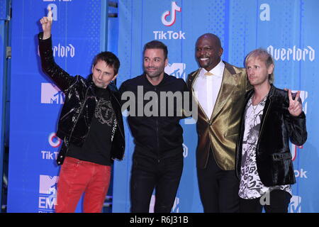 Bilbao Exhibition Centre accueille la 25e MTV Europe Music Awards à Bilbao, Pays Basque en Espagne. Comprend : Muse, Matt Bellamy, Chris Wolstenholme et Dominic Howard, Terry Crews Où : Bilbao, Pays Basque, Espagne Quand : 04 Nov 2018 : Crédit d'Euan Cherry/WENN Banque D'Images