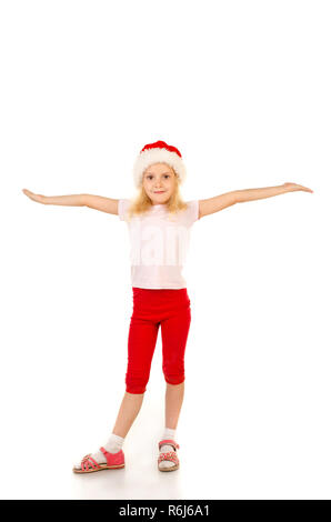 Little girl in christmas hat Banque D'Images