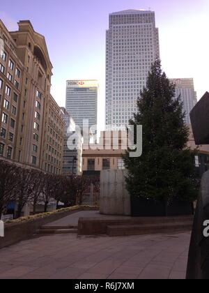 One Canada Square, HSBC et Citi Bank tower blocks dans Canary Wharf Londres Banque D'Images