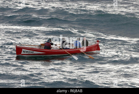 Course d'aviron de Gig, Atkinson, Trophée de l'estuaire Gannel à Newquay Harbor.UK. Banque D'Images