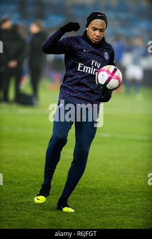 Mbappe Lottin Kylian au cours de l'anglais L1 match de football entre Strasbourg (RCSA) et le PSG Stade Meinau à Strasbourg. Banque D'Images