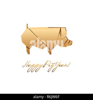Cochon Golden Origami Illustration de Vecteur