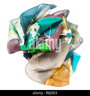 Batik froissé foulard en soie peint à la main isolé Banque D'Images