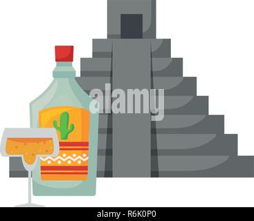 Pyramide verre de tequila cup fête des morts vector illustration Illustration de Vecteur