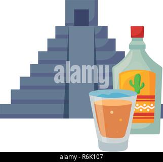 Pyramide verre de tequila le jour des morts vector illustration Illustration de Vecteur