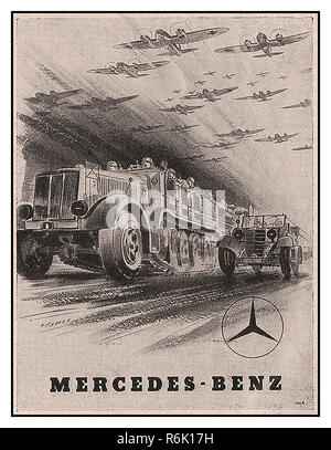 MERCEDES WORLD WAR II PRODUCTION INDUSTRIELLE Vintage WW2 affiche pour Mercedes -Benz lors de l'invasion de l'Allemagne nazie.le pilier de la Panzerwaffe était la division Panzer. Il s'agissait d'une brigade panzer (deux régiments de chars) et de deux régiments d'infanterie motorisés ou mécanisés. Toutes les forces d'une division Panzer étaient mobiles. Banque D'Images