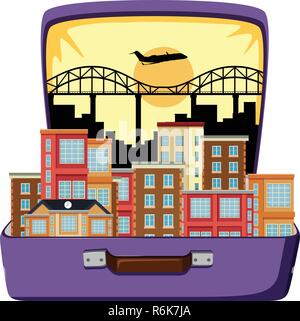 Ville urbaine sur suitcase illustration Illustration de Vecteur