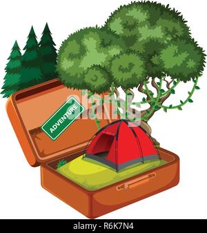 Valise d'aventure sur fond blanc illustration Illustration de Vecteur