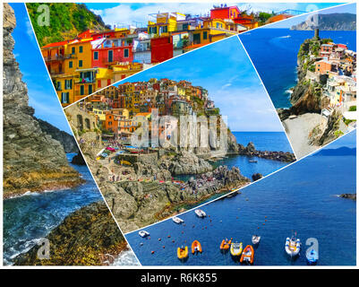 Collage de photos Cinque Terre en Italie Banque D'Images