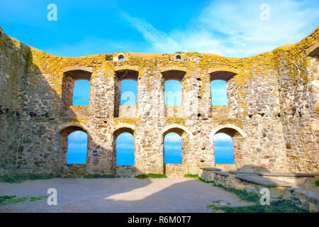 Détails architecturaux de Brahehus Castle ruins, près du lac Vattern. La province de Smaland, Suède Banque D'Images
