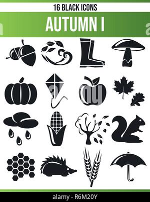 Pictogrammes noir / icônes sur l'automne. Toute la collection est parfaite pour les gens créatifs et concepteurs qui ont besoin de le thème de l'automne la nature dans sa de graphique Illustration de Vecteur