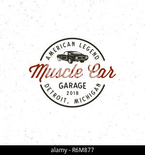 Vintage muscle car garage logo. vector illustration Banque D'Images