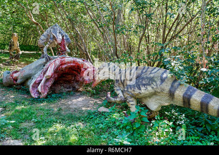 Les dinosaures préhistoriques les rapaces d'attaquer sa proie Banque D'Images