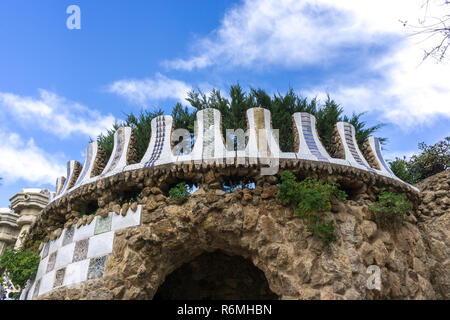 Parc Guell terrasse principale Banque D'Images