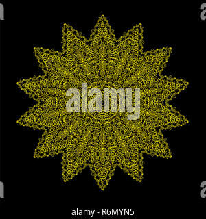 L'Islam, Arabe, Indienne, motifs ottomans. Ornement monochrome isolé sur fond sombre. Amulette de ethniques Mandala Banque D'Images