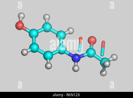 Le modèle moléculaire de l'Acétaminophène Banque D'Images