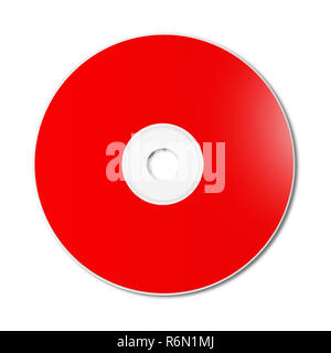 CD - DVD rouge modèle maquette isolated on white Banque D'Images