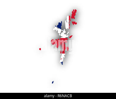 La carte et le drapeau des îles Shetland Banque D'Images
