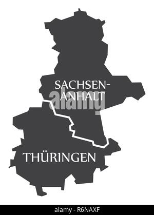 Sachsen-anhalt - Thuringe états fédéraux carte de l'Allemagne avec des titres noir Illustration de Vecteur