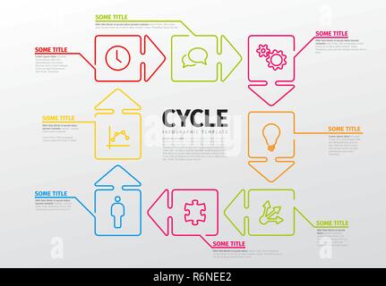 Fine ligne infographie modèle avec étapes de flèches cercle Illustration de Vecteur