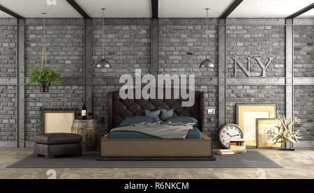 Retro master chambre dans un loft Banque D'Images
