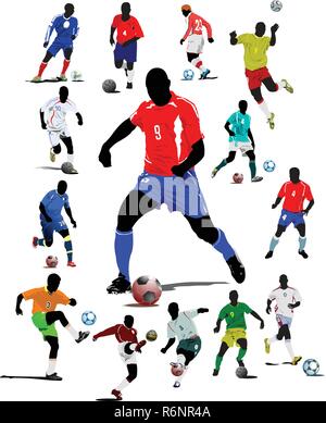 Joueurs de football. Illustration Vecteur de couleur pour les concepteurs Illustration de Vecteur