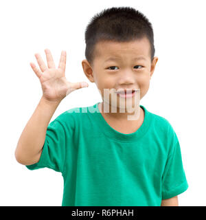 Asian boy par nombre cinq Banque D'Images