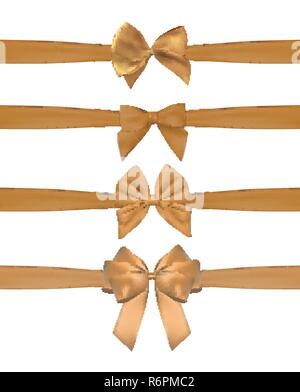 Ensemble de la collection d'arcs d'or avec ruban horizontal isolé sur fond blanc. Illustration vecteur EPS10 Illustration de Vecteur