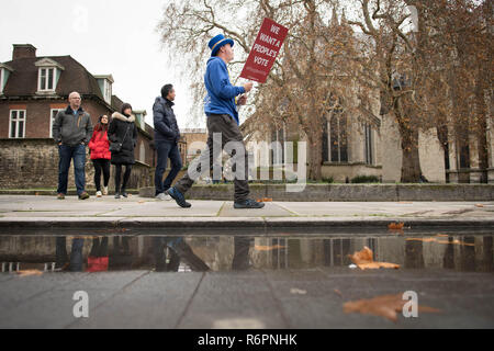 Partisan Anti Brexit Steve Bray démontre devant les Maisons du Parlement à Londres aujourd'hui. Banque D'Images