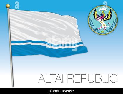 Drapeau de la République de l'Altaï, Fédération de Russie, vector illustration Illustration de Vecteur