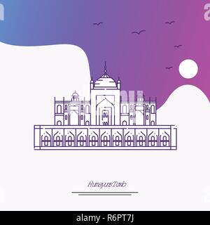 Billet d'HUMAYUNS TOMB Modèle d'affiche. Arrière-plan créatif violet Illustration de Vecteur