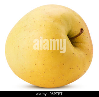 Pomme Golden delicious isolé sur fond blanc. Chemin de détourage. La profondeur de champ. Banque D'Images