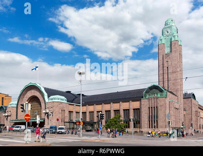 L'architecture Art Nouveau de la Gare Centrale d'Helsinki, Helsinki, Finlande Banque D'Images